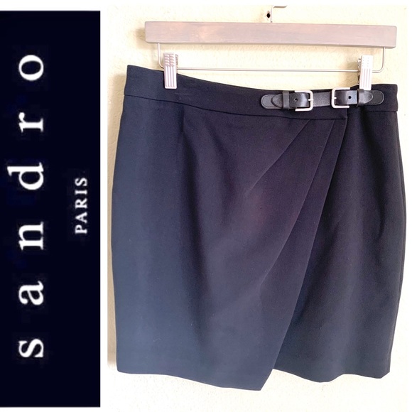 Sandro Dresses & Skirts - NWT SANDRO Paris JALOUSIE Faux Wrap Black Skirt